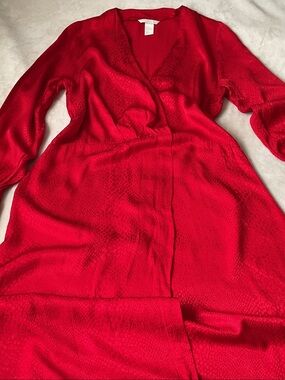 H&M Red Satin Wrap Robe